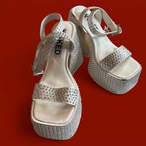 Naked Wolfe Angelina silver diamond studded heels